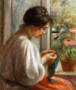 Pierre Auguste Renoir - Seamstress at Window, circa 1908-1910