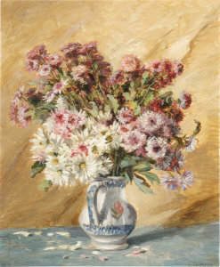 Gustave Caillebotte - Bouquet of China Asters and Sunflowers in a Vase, circa 1887