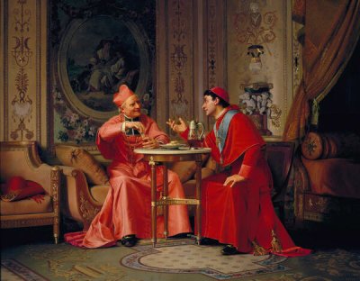 Jehan Georges Vibert - The Cardinals' Friendly Chat, circa 1880